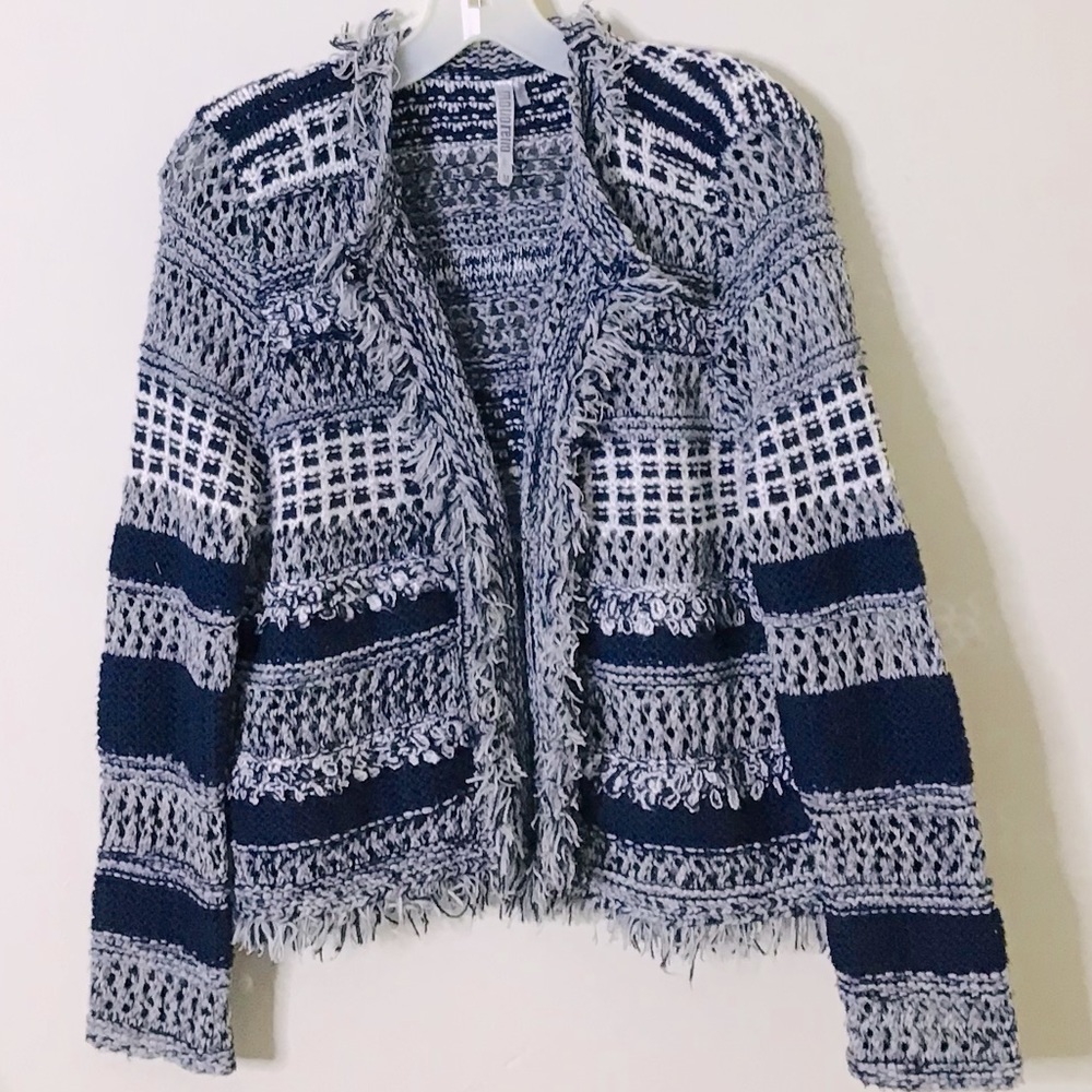 Fringed Crochet Jacket Blazer